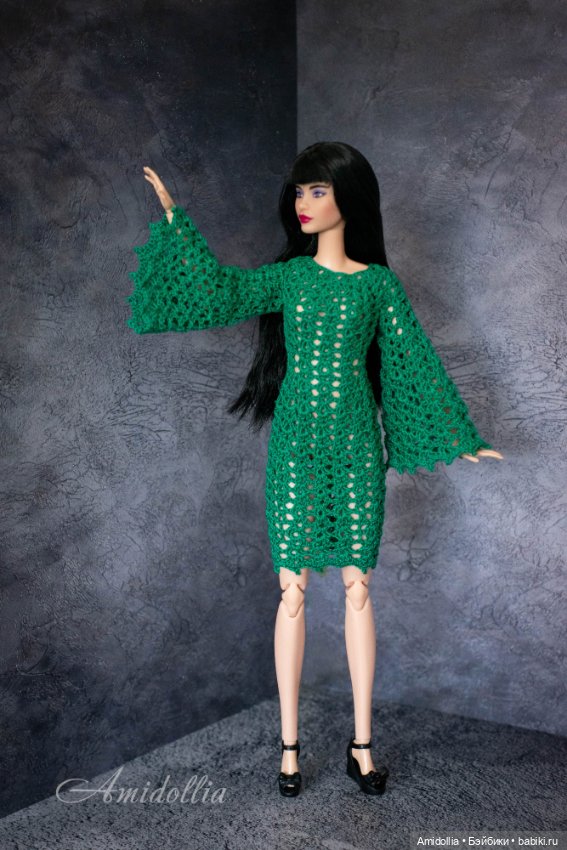 Изумрудное платье — Одежда и обувь для кукол своими руками: фото (фото 2)