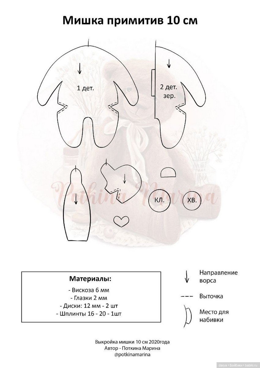 Мишка мякиш Марии Поткиной с выкройкой (фото 2)