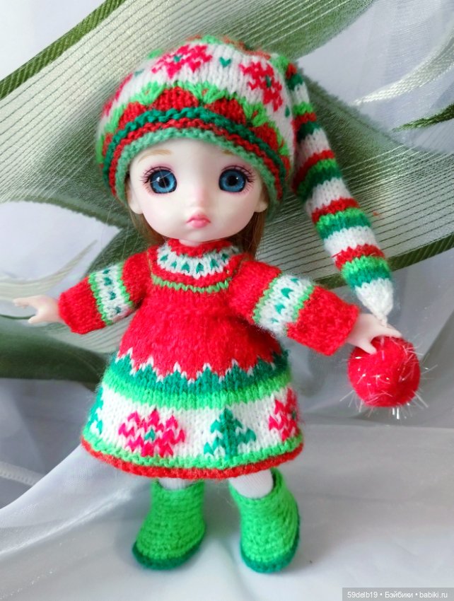 Костюм для баболечки 15 см "Рождественский Гномик"