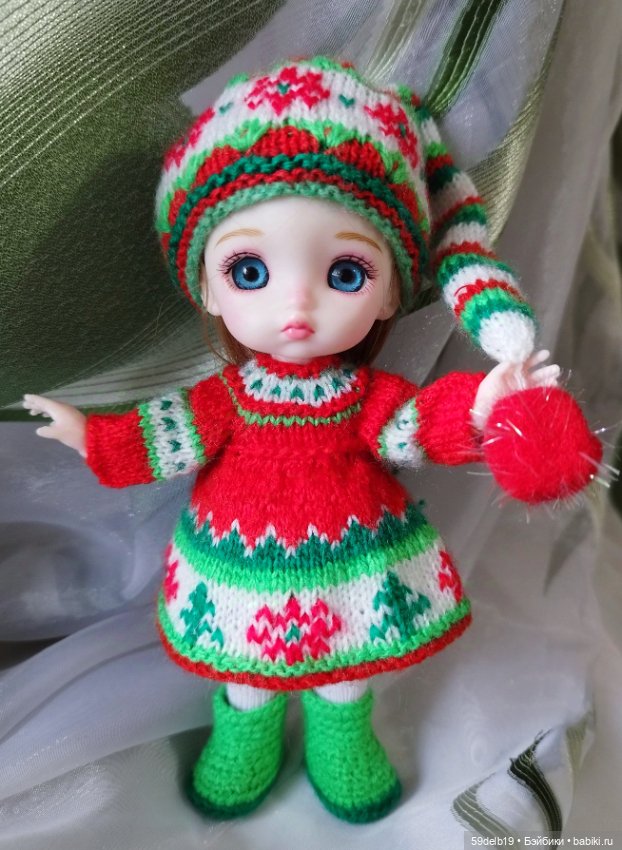 Костюм для баболечки 15 см "Рождественский Гномик" (фото 3)