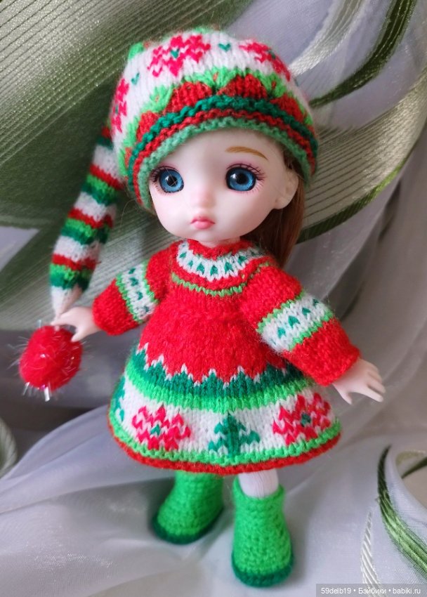 Костюм для баболечки 15 см "Рождественский Гномик" (фото 2)