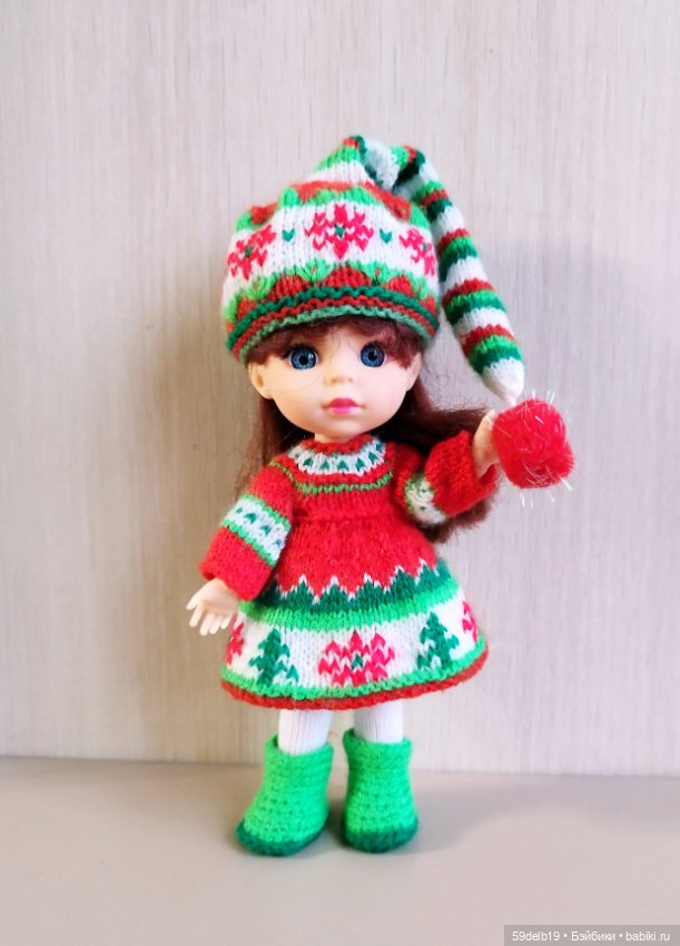 Костюм для баболечки 15 см "Рождественский Гномик" (фото 4)