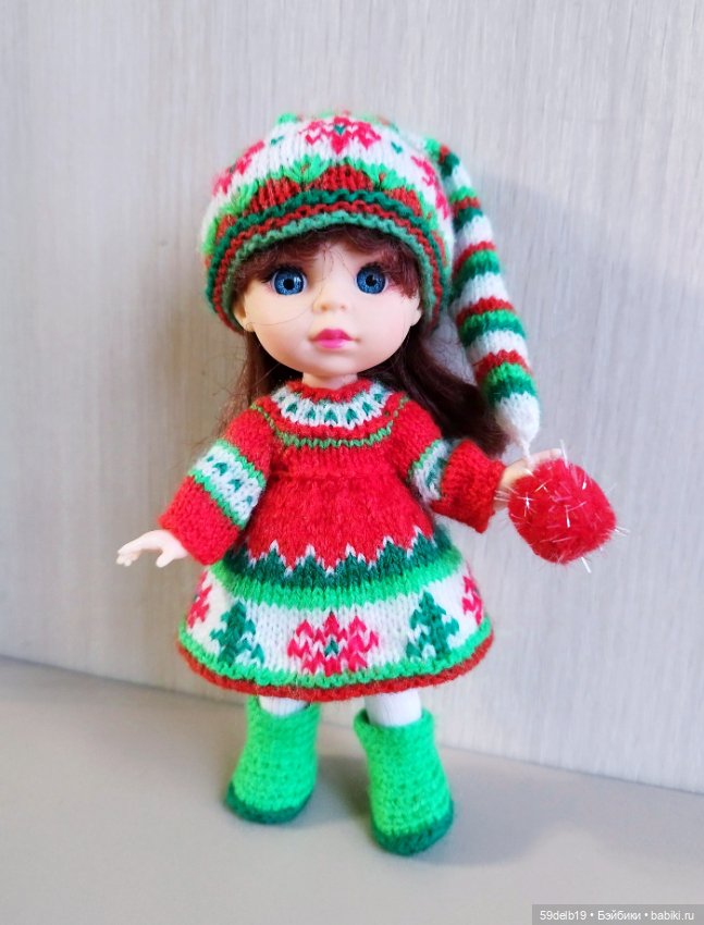 Костюм для баболечки 15 см "Рождественский Гномик" (фото 5)