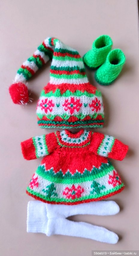 Костюм для баболечки 15 см "Рождественский Гномик" (фото 7)