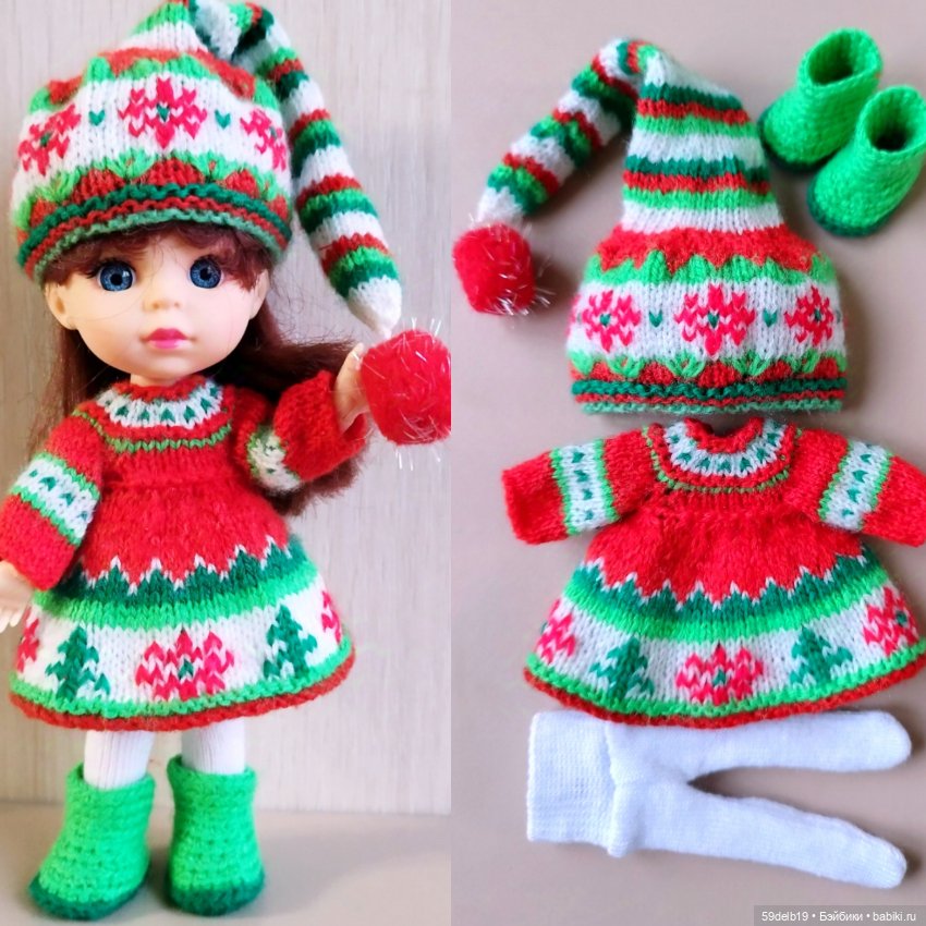 Костюм для баболечки 15 см "Рождественский Гномик" (фото 6)