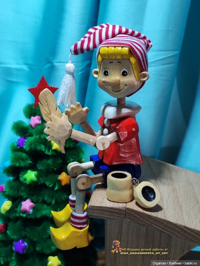 Буратино🤥😊🎄 — Авторские игрушки из дерева: резьба (фото 5)