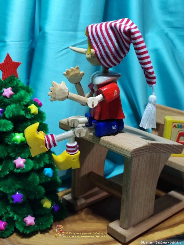Буратино🤥😊🎄 — Авторские игрушки из дерева: резьба (фото 4)