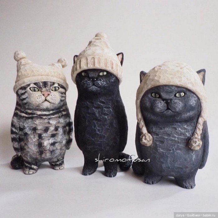 Кошки от Широ Мофусан — Авторские игрушки из дерева: резьба
