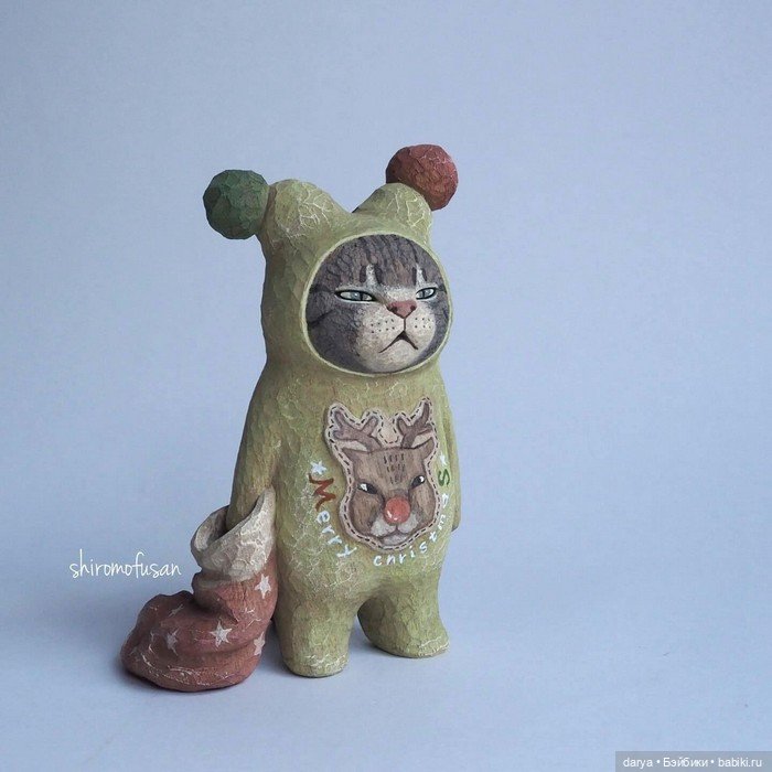Кошки от Широ Мофусан — Авторские игрушки из дерева: резьба (фото 8)