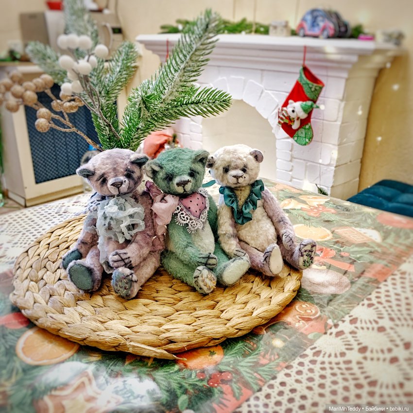 Три медведя под кустом😁 — Авторские мишки Тедди и друзья: фото