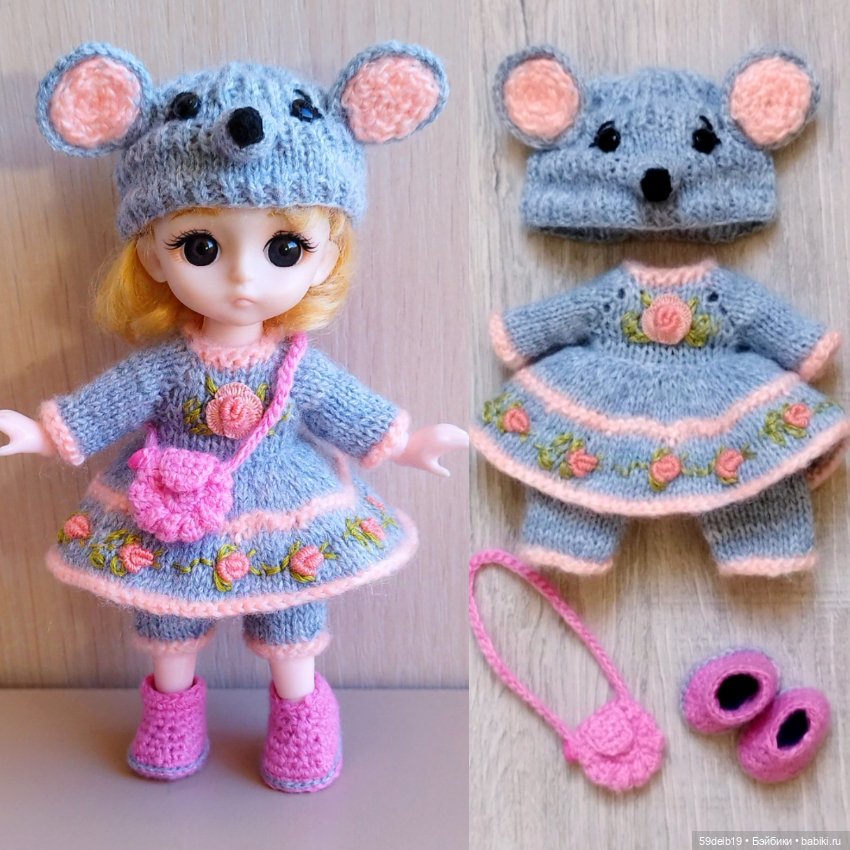 Новогодний костюм для бабольки 15 см "Мышка-Малышка"🐭
