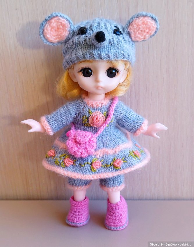 Новогодний костюм для бабольки 15 см "Мышка-Малышка"🐭 (фото 4)