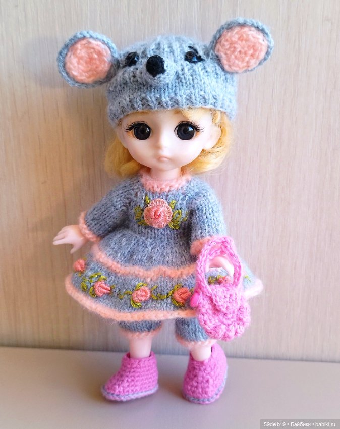 Новогодний костюм для бабольки 15 см "Мышка-Малышка"🐭 (фото 5)