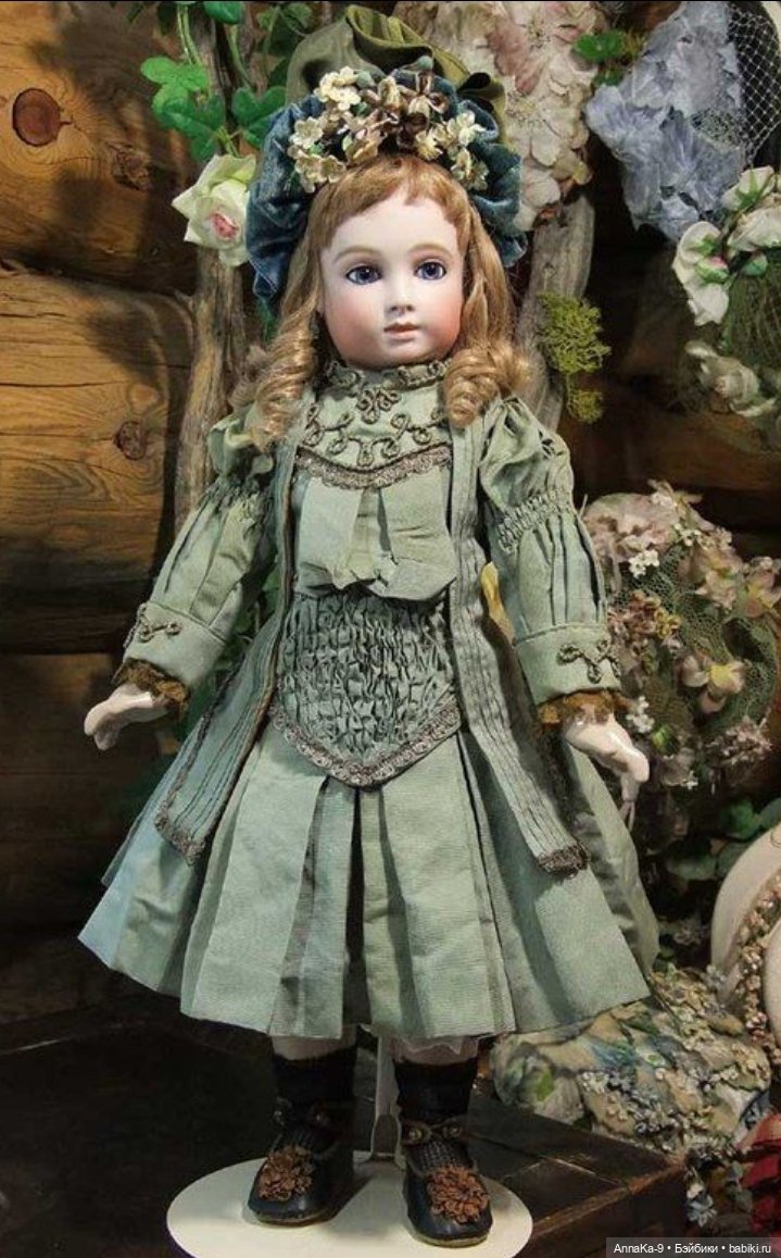 Зелёный цвет нарядов для антикварных кукол@ (фото 4)