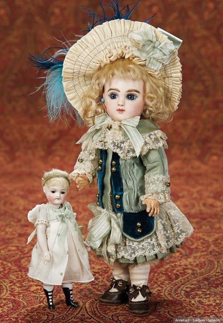 Зелёный цвет нарядов для антикварных кукол@ (фото 9)