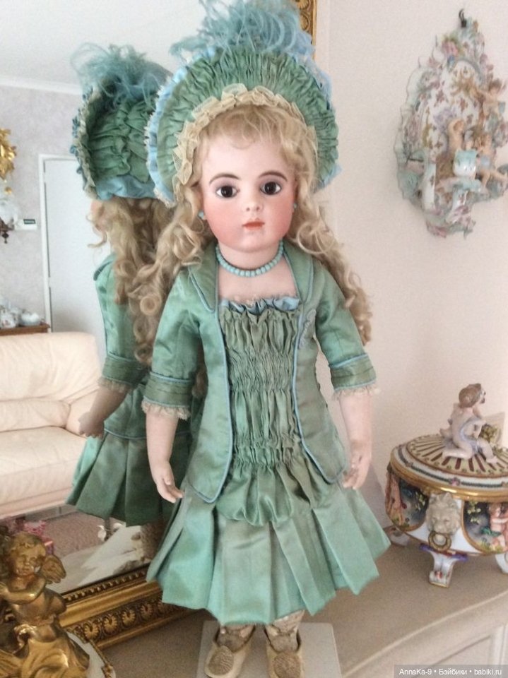 Зелёный цвет нарядов для антикварных кукол@ (фото 3)