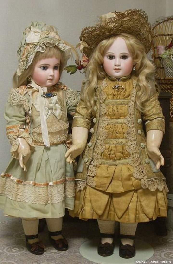 Зелёный цвет нарядов для антикварных кукол@ (фото 8)