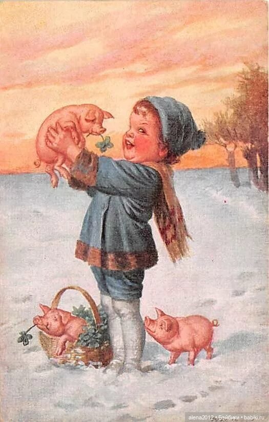 Из истории открыток с поросятами и свиньями