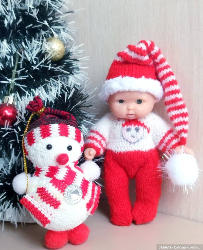 Новогодний наряд для пупсика 12 см из фикспрайса