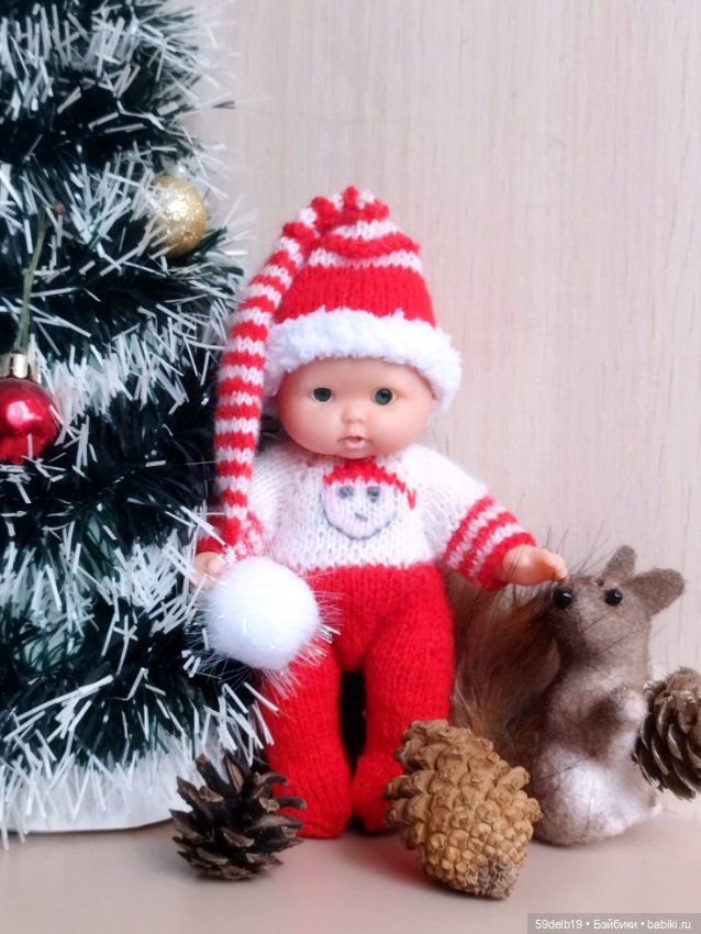 Новогодний наряд для пупсика 12 см из фикспрайса (фото 6)