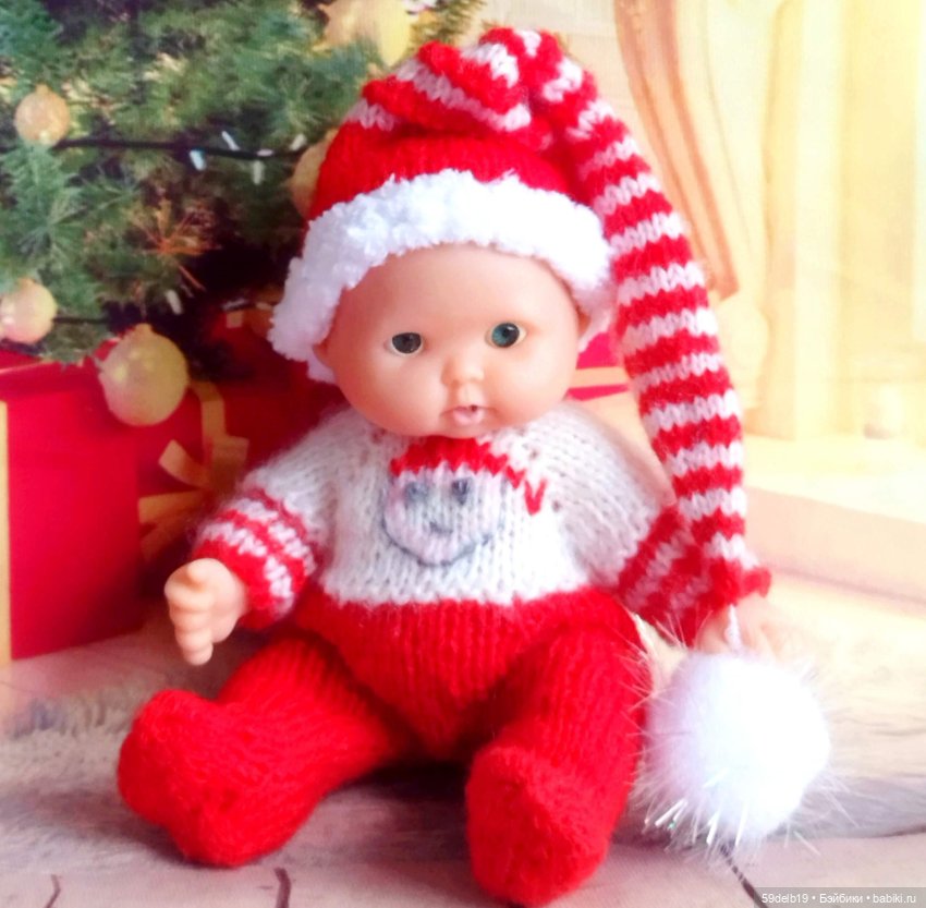 Новогодний наряд для пупсика 12 см из фикспрайса (фото 9)