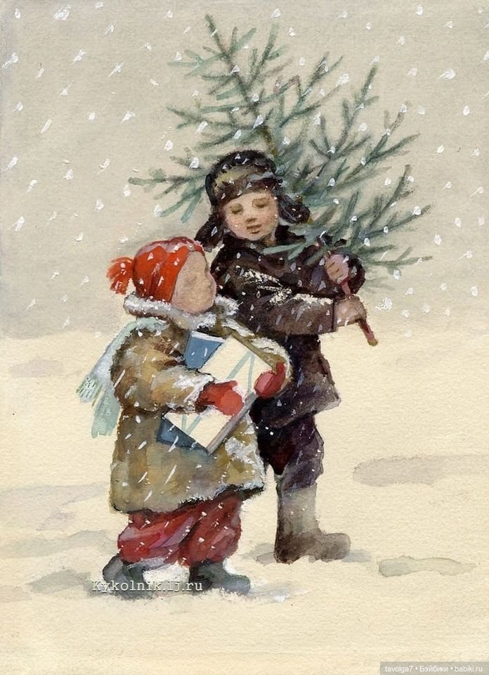 Детские иллюстрации СССР про зиму 1950е-1960е (фото 2)