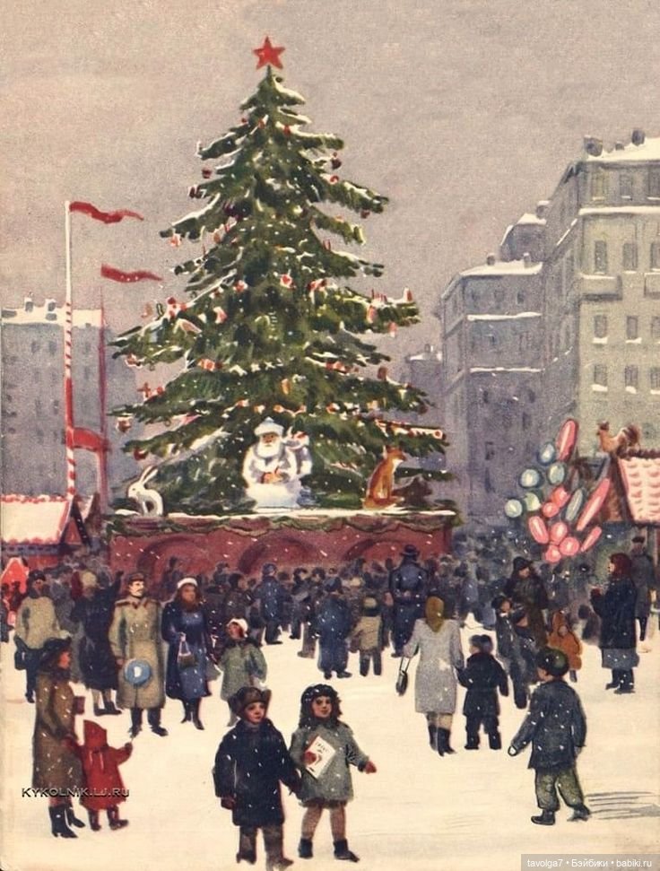 Детские иллюстрации СССР про зиму 1950е-1960е