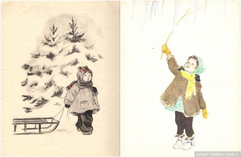 Детские иллюстрации СССР про зиму 1950е-1960е (фото 5)