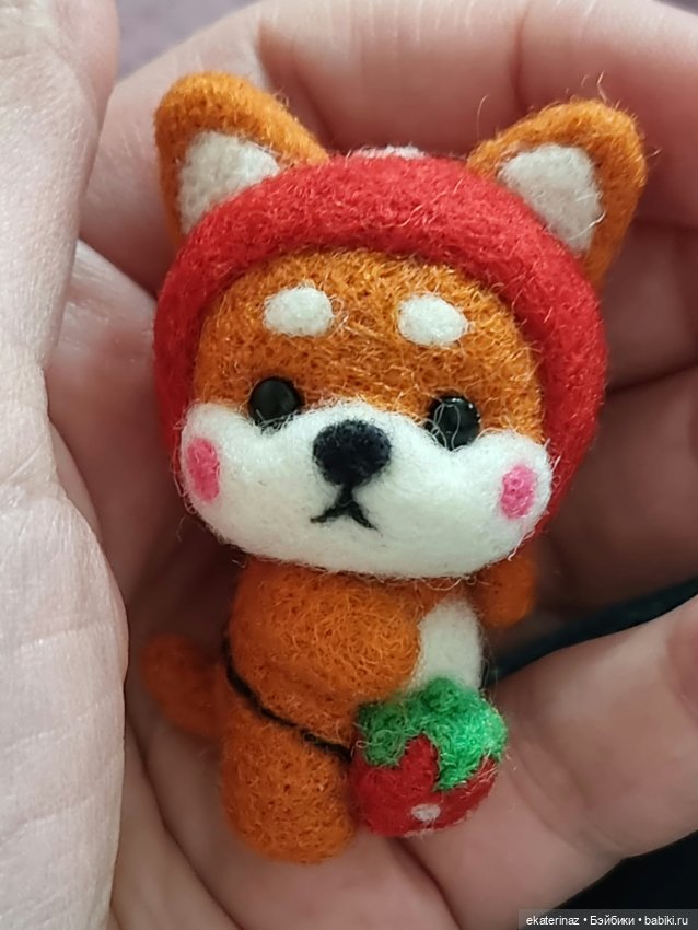 Клубничкин — Валяные игрушки из шерсти: сухое валяние