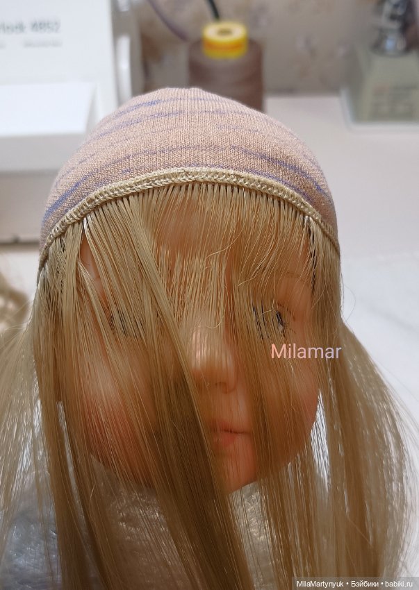 МК парика на короткие волосы на куклу Готц 36 см