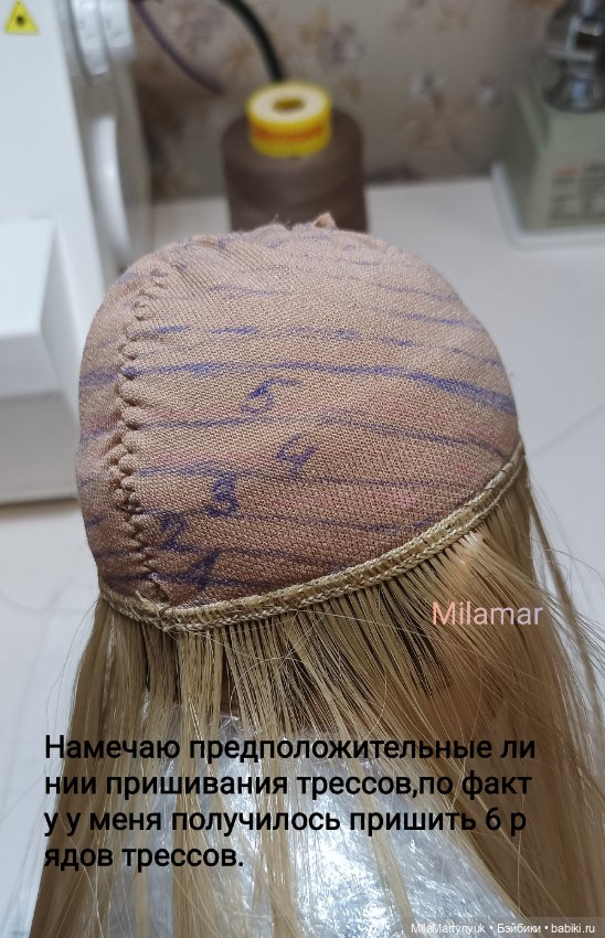 МК парика на короткие волосы на куклу Готц 36 см