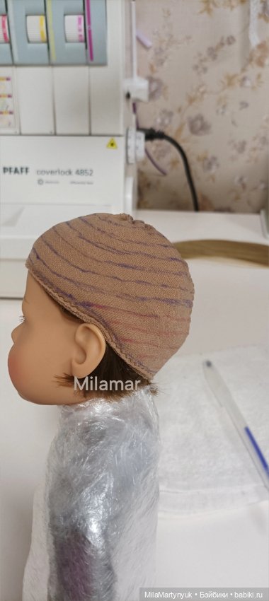 МК парика на короткие волосы на куклу Готц 36 см