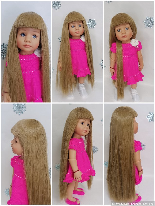 МК парика на короткие волосы на куклу Готц 36 см