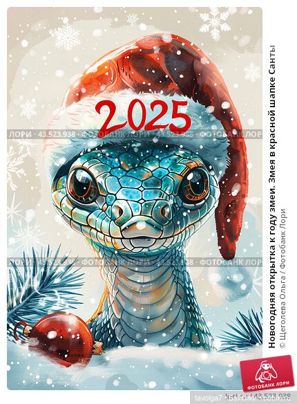Новогодние открытки по годам Змеи