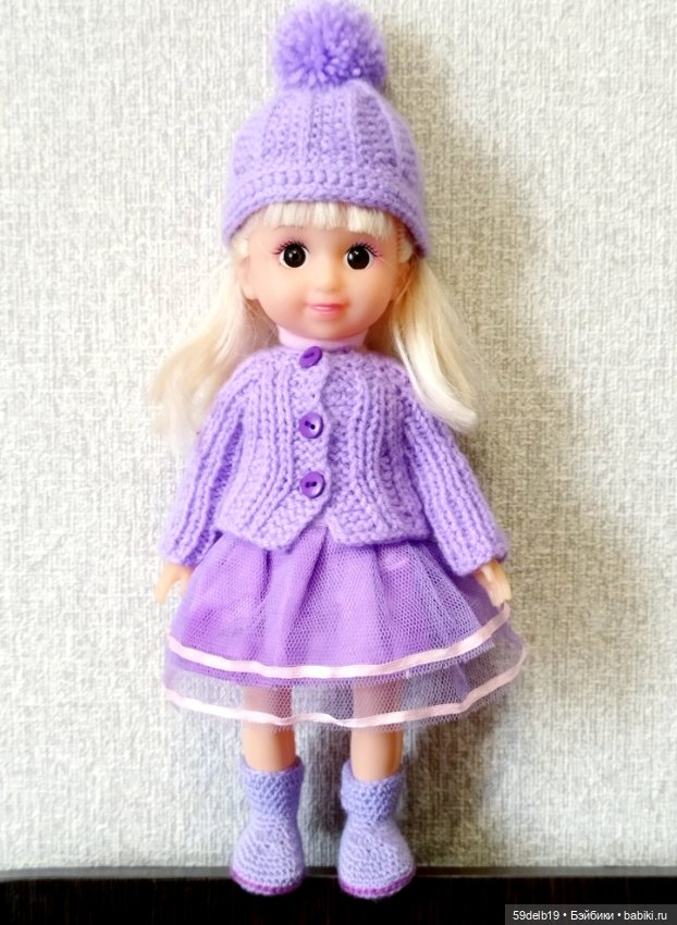 Сиреневый наряд для внучкиной куколки (фото 5)
