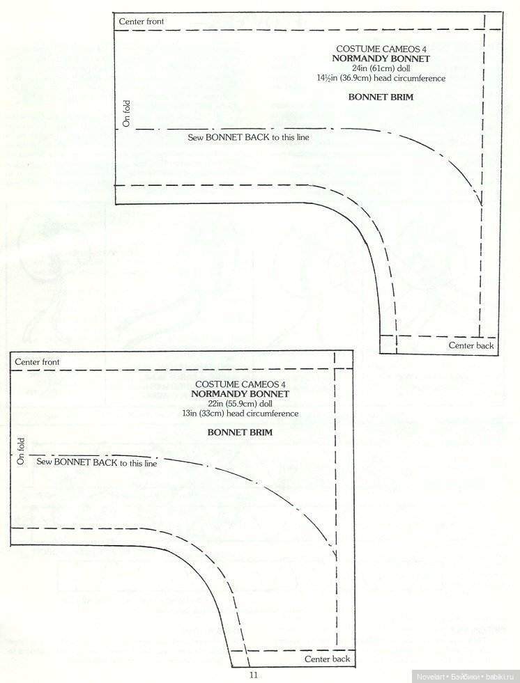 Старинные шляпки для кукол: выкройки боннетов