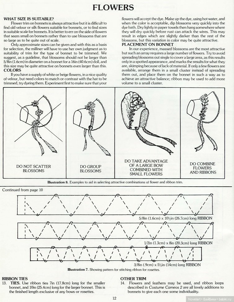 Старинные шляпки для кукол: выкройки боннетов