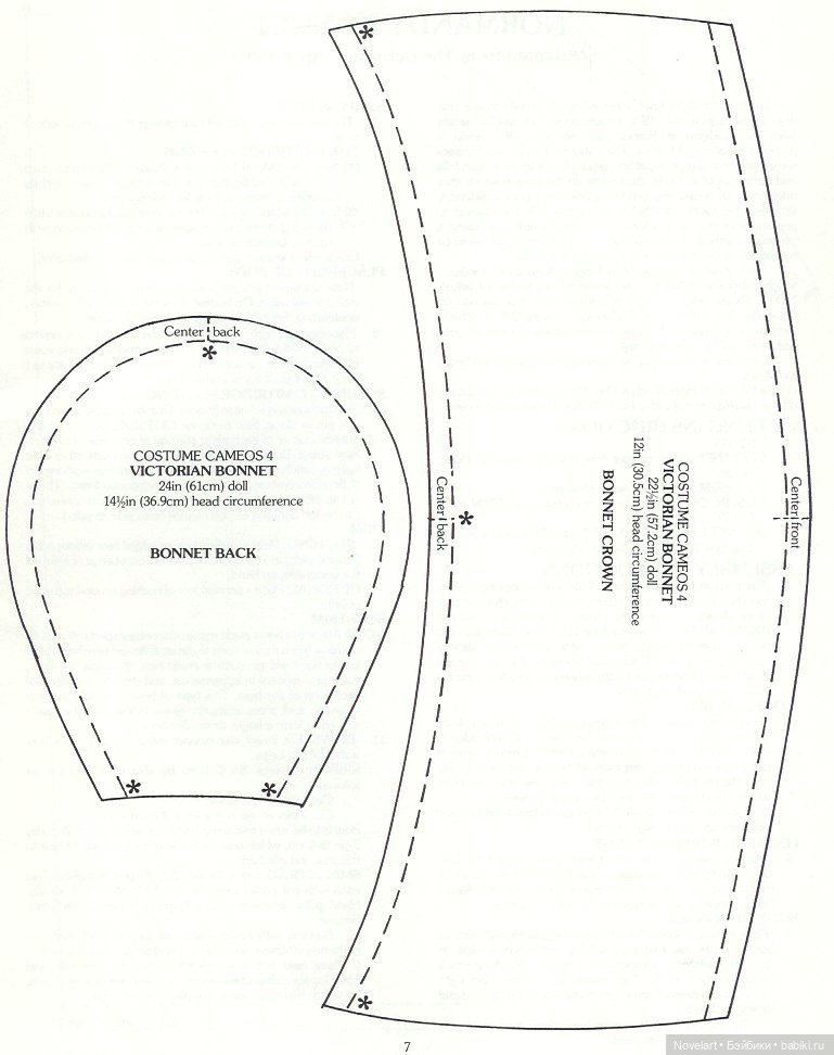 Старинные шляпки для кукол: выкройки боннетов