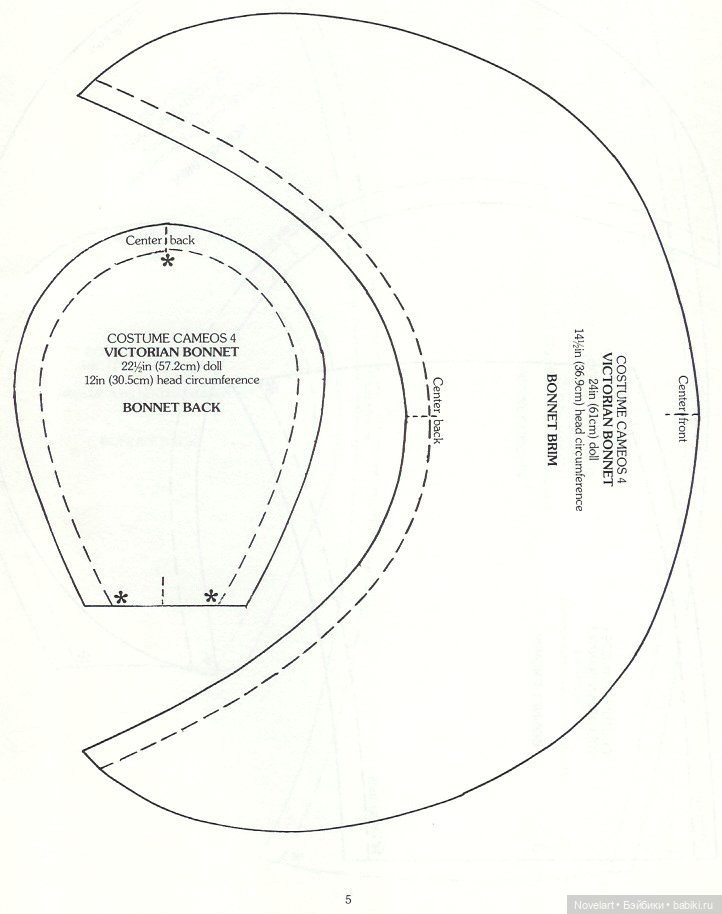 Старинные шляпки для кукол: выкройки боннетов