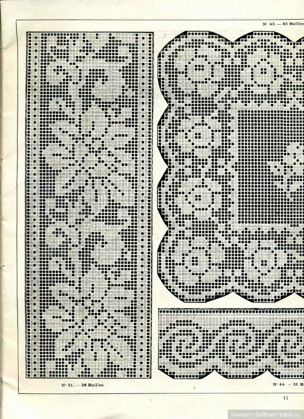 Старинная филейная вышивка. Схемы