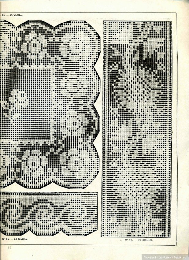 Старинная филейная вышивка. Схемы