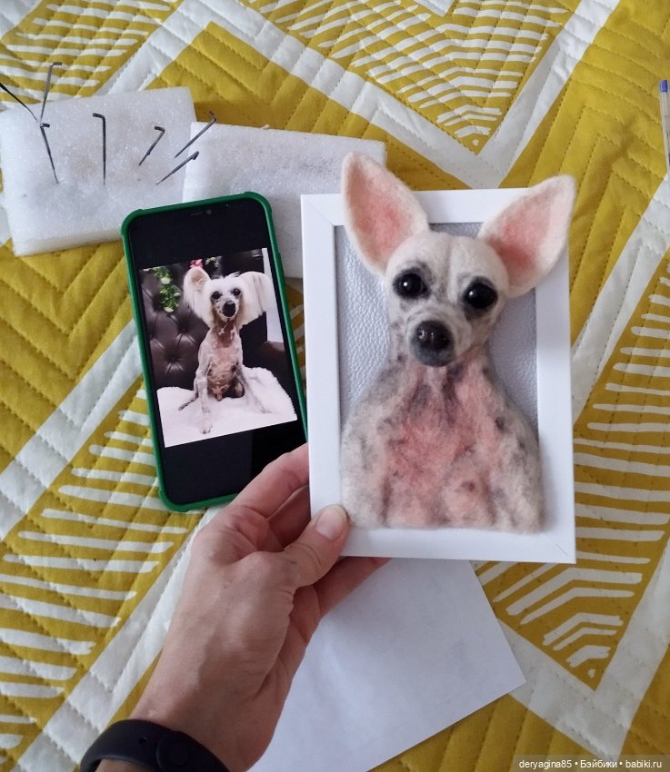 Портрет в процессе — Валяные игрушки из шерсти: сухое валяние (фото 8)