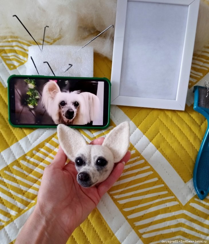 Портрет в процессе — Валяные игрушки из шерсти: сухое валяние (фото 6)