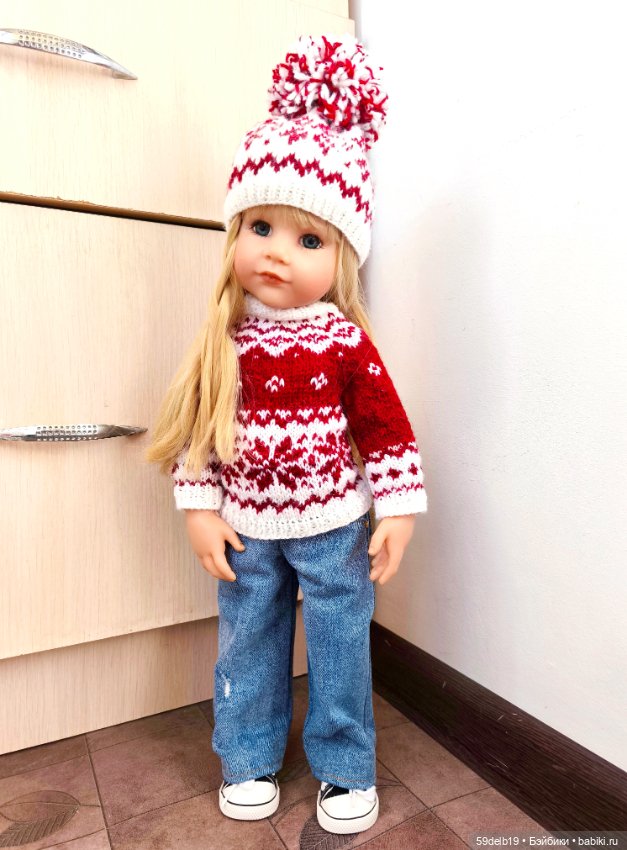Новый свитерок и шапочка с норвежским жаккардом для готц (фото 2)