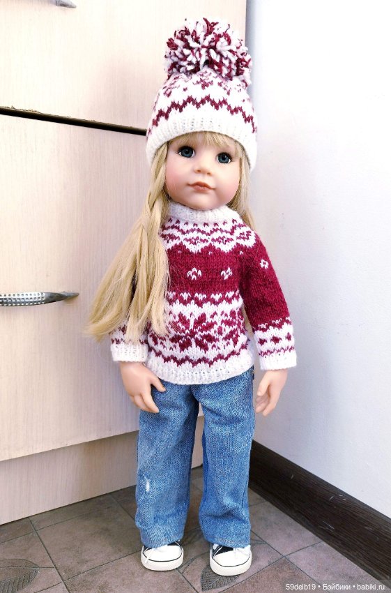 Новый свитерок и шапочка с норвежским жаккардом для готц (фото 3)