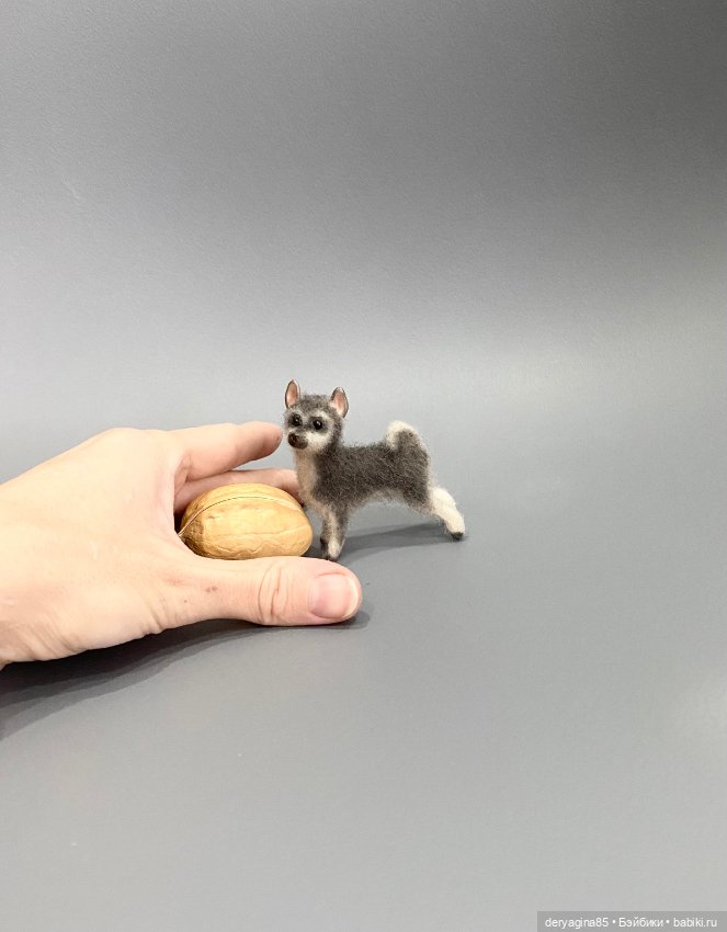 Щенок хаски — Валяные игрушки из шерсти: сухое валяние