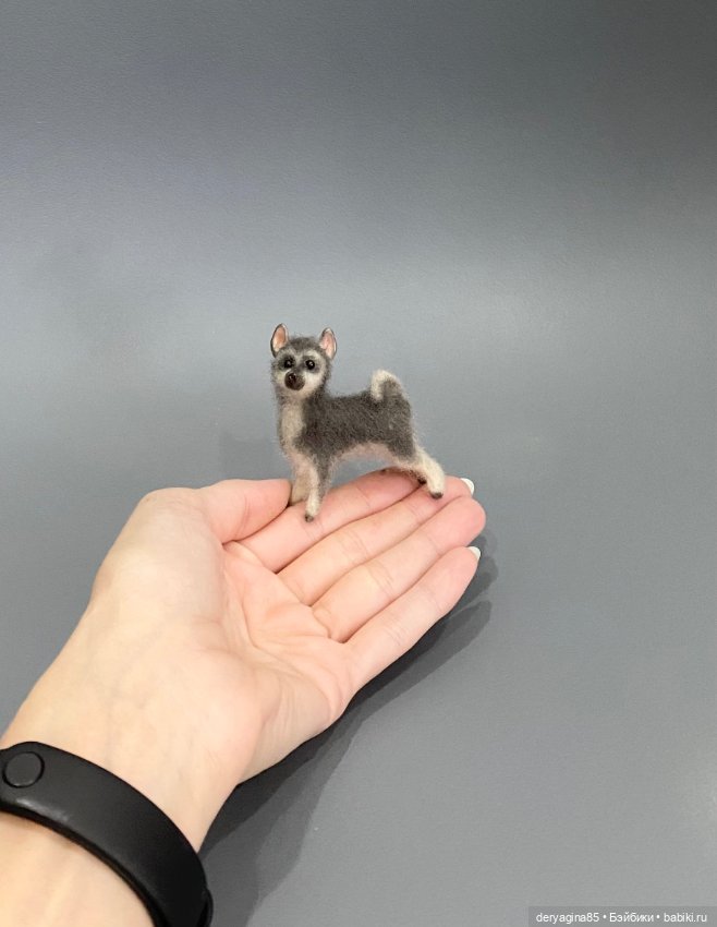 Щенок хаски — Валяные игрушки из шерсти: сухое валяние (фото 7)