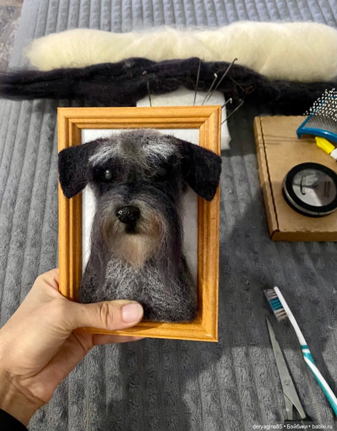 Портрет в процессе — Валяные игрушки из шерсти: сухое валяние (фото 9)