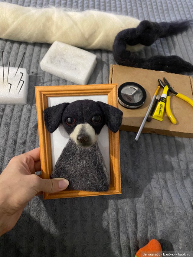 Портрет в процессе — Валяные игрушки из шерсти: сухое валяние (фото 5)