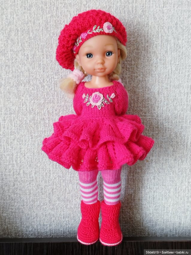 Малиновое платье с воланами для псевдо минипаолочки (фото 6)